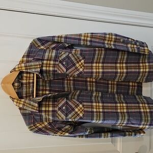 Eddie Bauer Flannel Women's Medium Plaid Shirt - Blue, Yellow, Pink